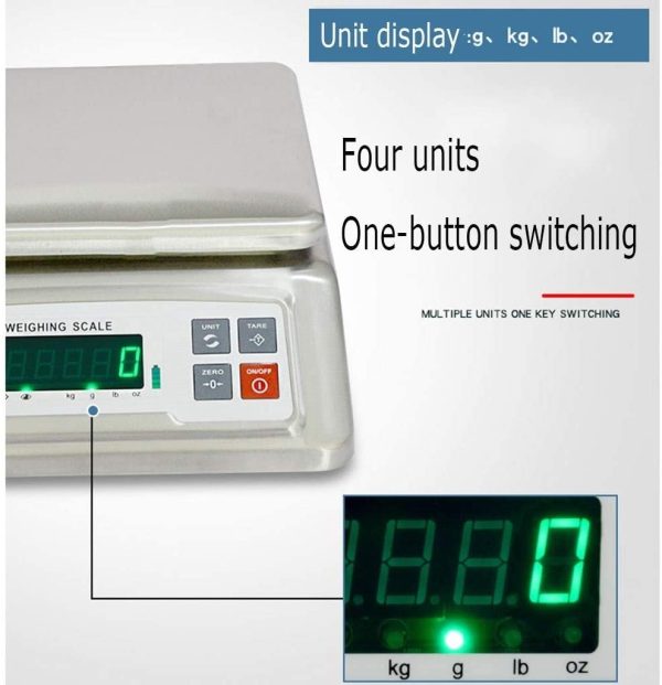 15KG WATERPROOF ELECTRONIC SCALE – STAINLESS STEEL - Image 2